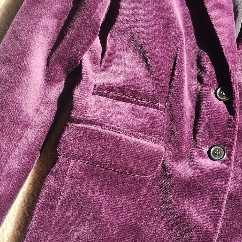J. Crew Velvet Schoolboy Blazer Purple Plum Eggplant 0 - Picture 2 of 8